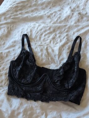 Victoria's Secret Black Lace Underwire Longline Bra
